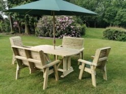 Churnet Valley Ergo 6 Seat Table Set - 2 X Chairs & 2 X Benches -Garden Furniture Shop 46798 2536