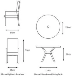 LG Outdoor Monza 4 Seat Set With High Back Armchairs And Parasol -Garden Furniture Shop 51129 30460