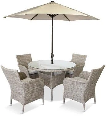 LG Outdoor Monaco Sand 4 Seat Dining Set And Parasol 4 LG Outdoor Monaco Sand 4 Seat Dining Set And Parasol - Image 2